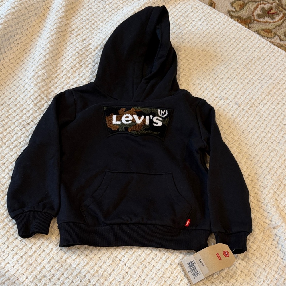 Levi's Kids Black Hoodie with Camo Logo